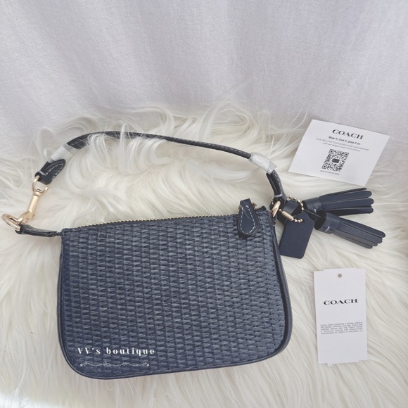 NWT Coach Nolita 15 In Straw Wristlet Midnight Navy CH215 - Picture 3 of 8